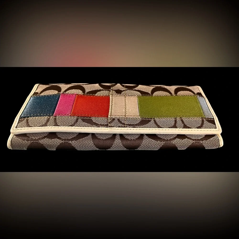 Y2K Coach Signature Multi-Color Stripe Envelope Wallet